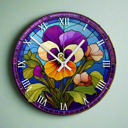 Pansy Suncatcher Effect Clock
